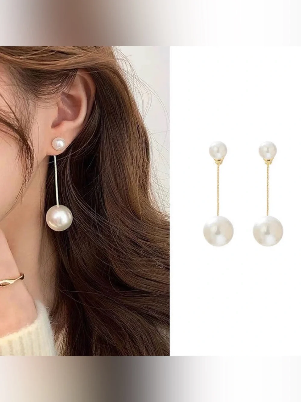 A Classy Chic Boutique Gold & White Double Pearl Drop Earrings